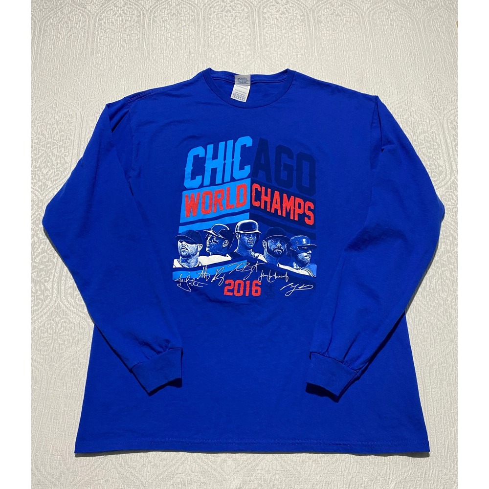 Chicago‎ Cubs 2016 World Champs Long Sleeve Shirt Mens L Delta Pro Weight Blue